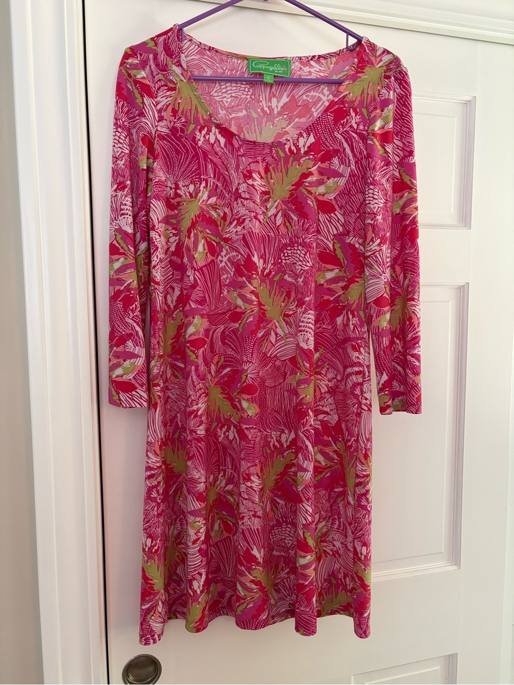 Pappagallo Pink Floral Long-Sleeve Shift Dress